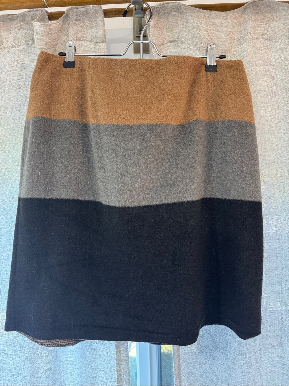 Colorblock Felt Pencil Skirt - Black, Gray & Brown
